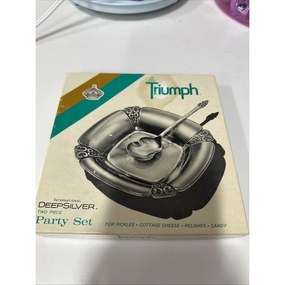 Vintage Triumph‎ International Deep Silver Two Piece Party Set, 1950/1960, w/Box